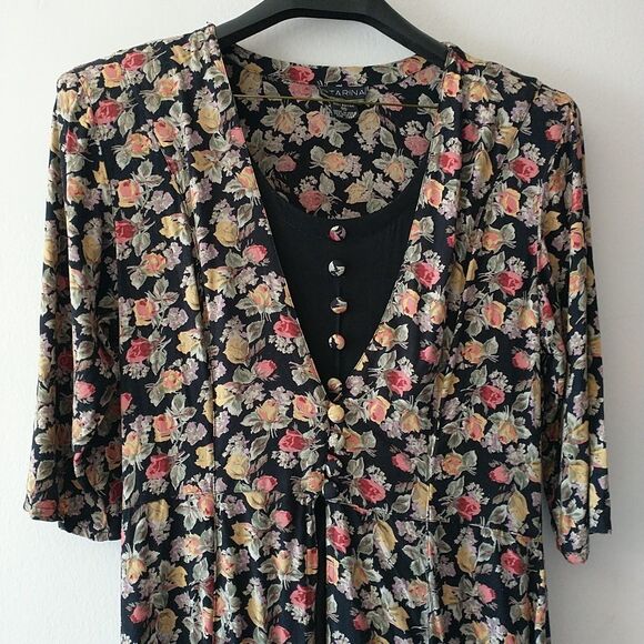 Starina Maxi Dress Womens M Floral Scoop Overlay Boho Cottagecore A Line Fairy - Picture 2 of 12